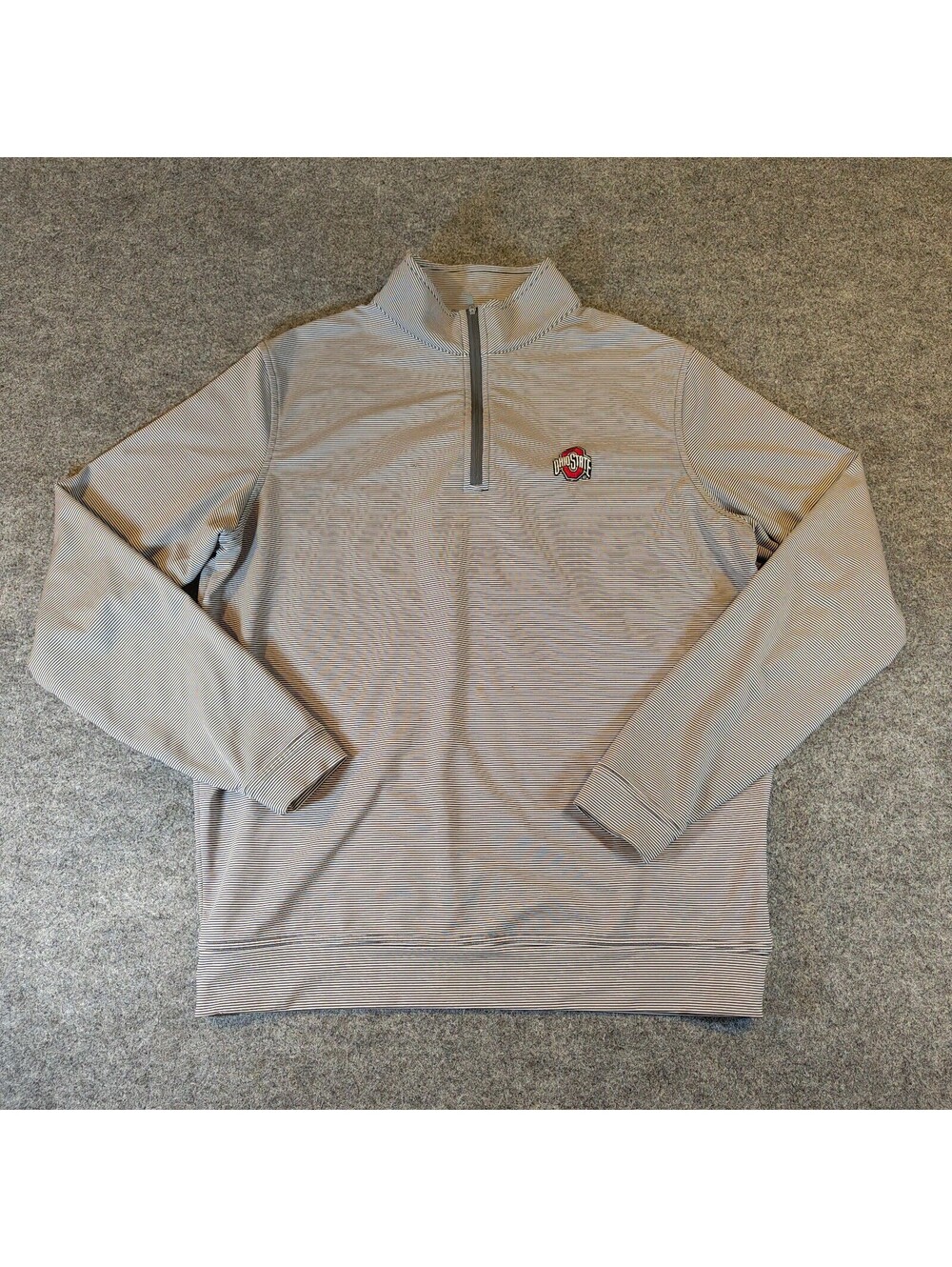 Peter Millar Ohio State Buckeyes Perth Sugar Stripe 1/4 Zip Pullover Mens Medium